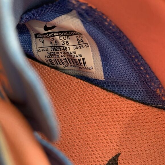 Nike Bionic Athletic Running Sneakers Size 7 Womens Bright Blue Orange Workout - Picture 6 of 7